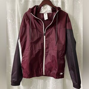Reebok Maroon and Black Hooded Jacket Size Medium